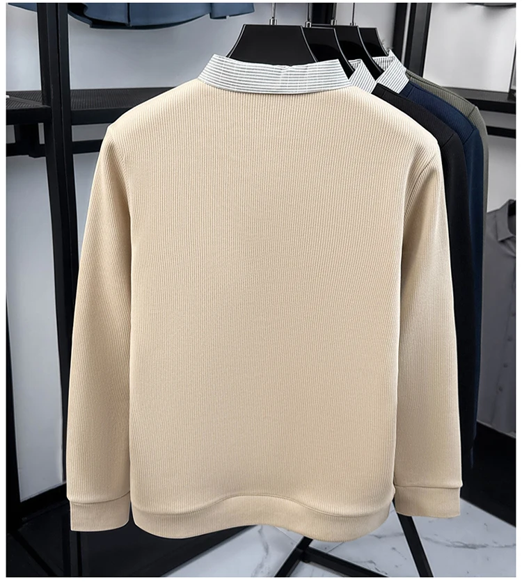 Hochwertiger gefälschter zweiteiliger Reverspullover für Herren, neue Mode, hautfreundlich, Komfort, Plüsch, warm, luxuriös, Trend, lässiger Pullover – Detail 9