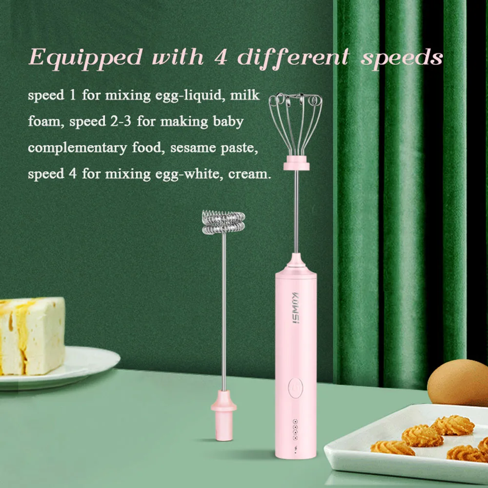 Schnurloser elektrischer Lebensmittelmixer für den Haushalt, 4 Geschwindigkeiten, verstellbarer Teig, Handmixer, Eierrührer, Multifunktionsmixer