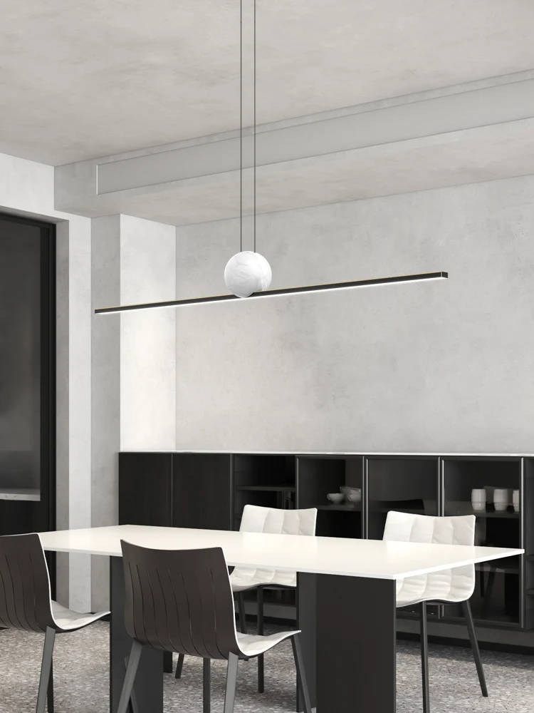 Italian minimalist all copper light luxury long strip restaurant pendant lamp Nordic modern minimalist marble pendant light