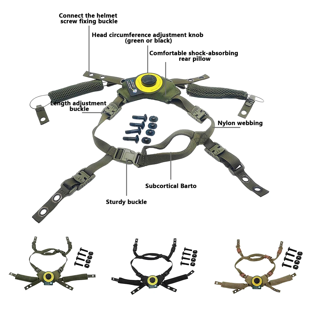 

Tactical Helmet Suspension System Helmet Lanyard Quick Adjust Suspension System Outdoor Hunting Helmet Accessies