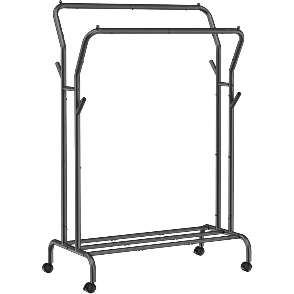 

Clothes Rack, Double-Rod Clothing Rack for Hanging Clothes with Wheels, Garment Rack, Metal Frame, 220 lb Max. Total Load