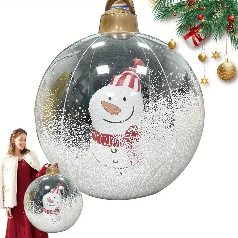 Weihnachten LED beleuchtete PVC transparente Ballon Doppelschicht aufblasbare Kugel für Outdoor Yard Party Dekoration Display Ornament