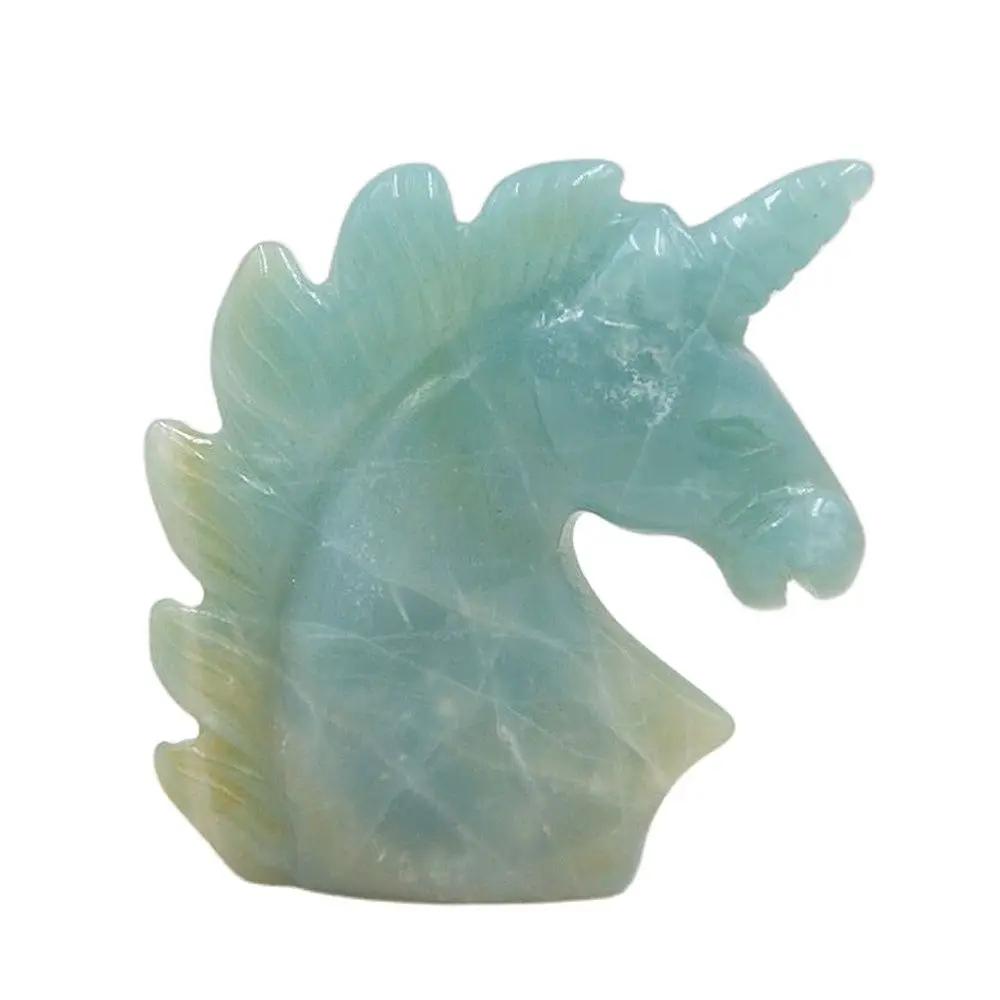 

1pcs Unicorn Statue Natural Stones Carved Home Decoration Healing Crystal Reiki Figurine Quartz Amazonitee Animals