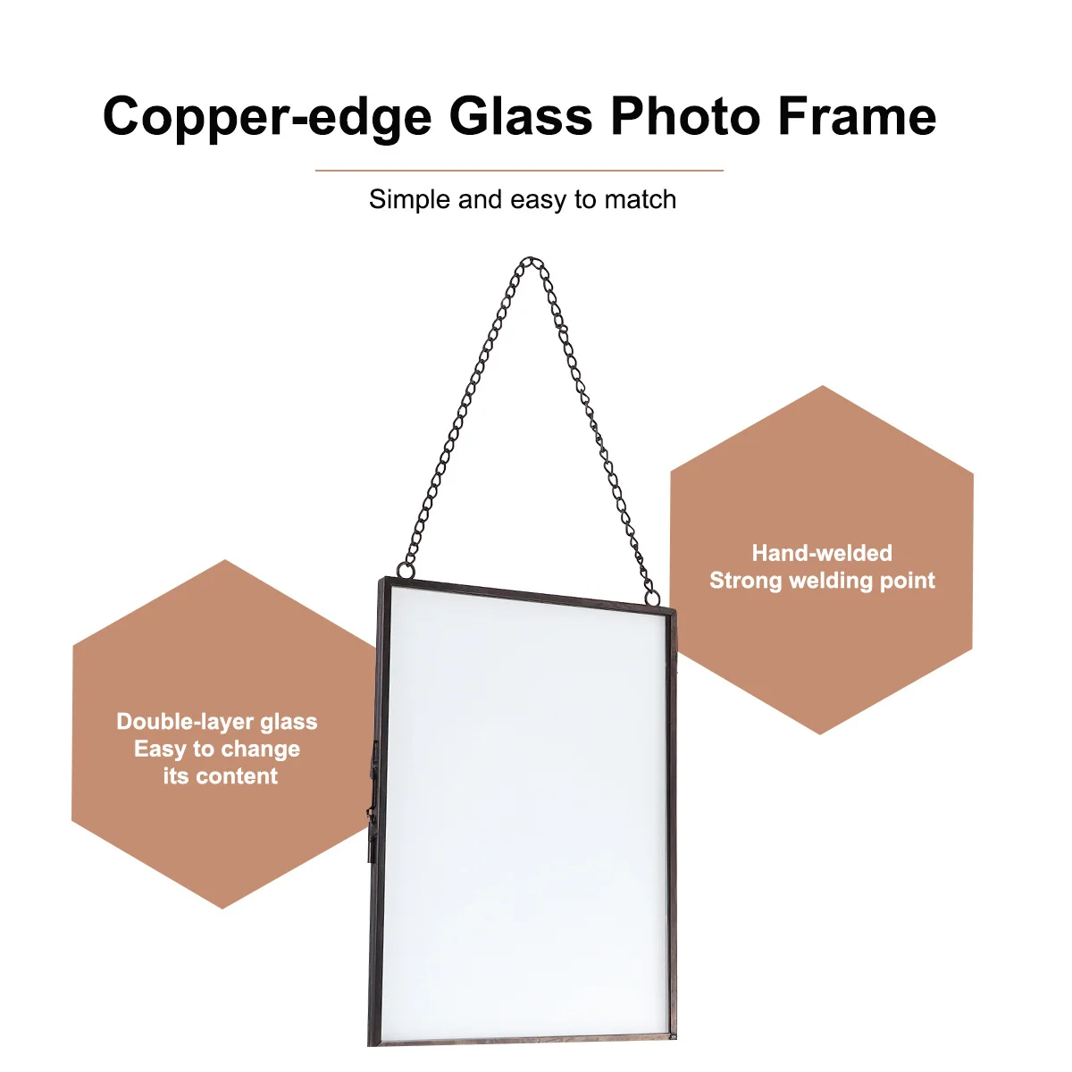 

Hanging Glass Photo Frame Specimen Clip Picture Frame Wall Decoration Black Ideal for Bar Store Garage Coffee Shop