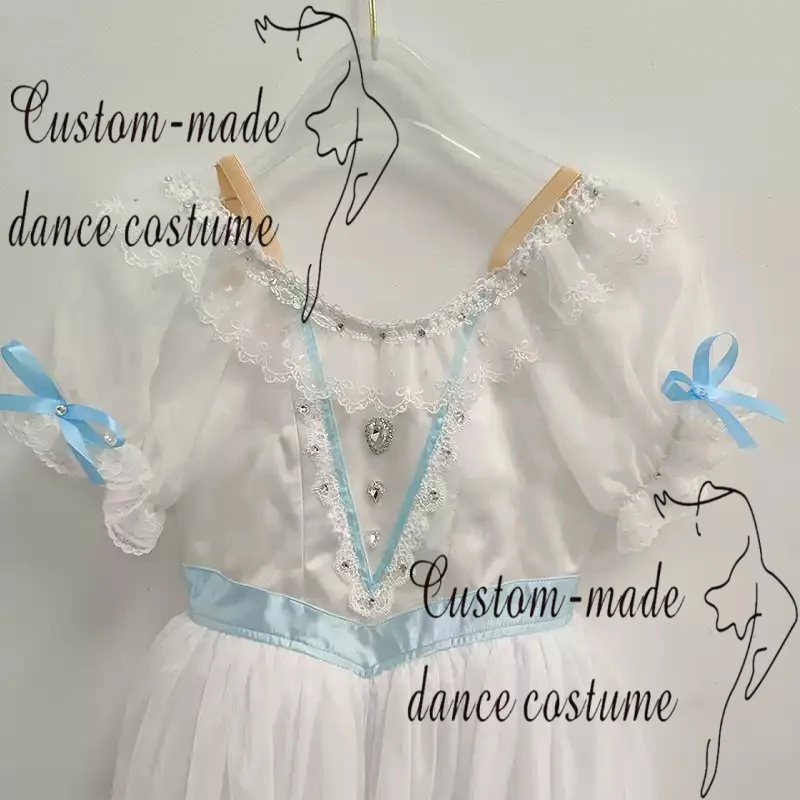 White Graduation Ball Variations, Sky Blue Bow Ballet Performance Costume Customization