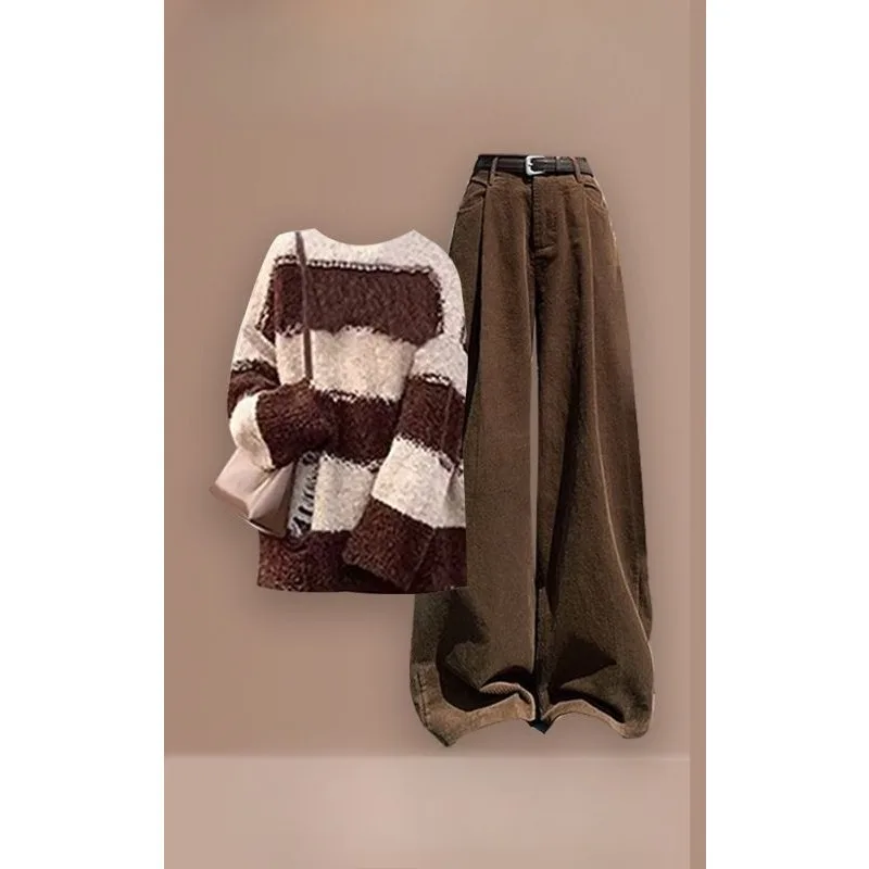 تتميز سترة شبابية أنيقة مع جينز لتنحيف الخصر هذا المكون من قطعتين بدلة شتوية نسائية جديدة كبيرة الحجم