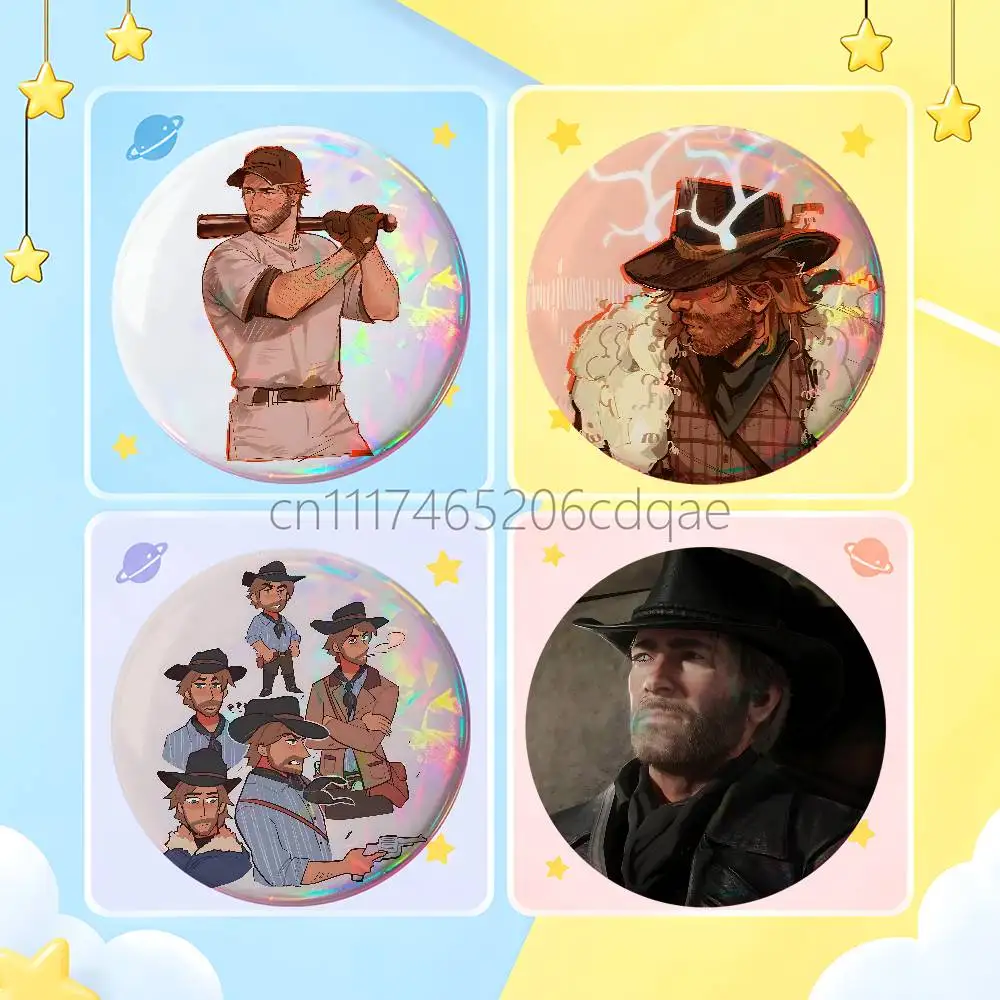 FOR RDR2 Arthur Morgan 25/32/44/58/75mm Round Cosplay Pin Bag Decor Fans Collect Friends Gifts Brooch Souvenir