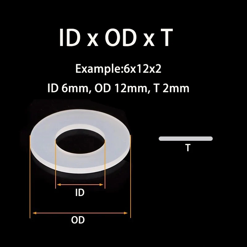 

10-100Pcs Black/White Silicone Washer Set M2-M20 / Flat Rubber O-Ring Seal Gasket - High Temp Resistant Waterproof Sealing Ring
