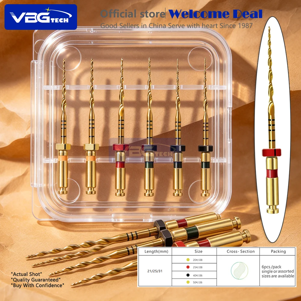 6pcs 25mm R40R50 Dental Reciprocating Endo Rotary Files Endodontic Only One Root Canal File Heat Activated Dentistry Instruments