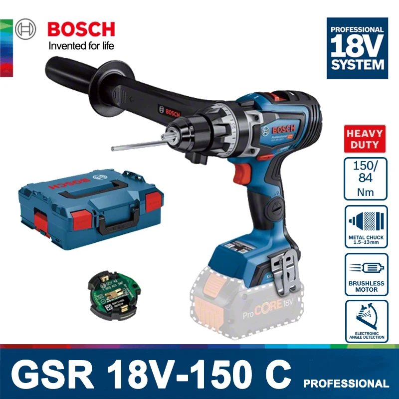 

Bosch GSR 18V-150 C Electric Drill Driver Cordless Drills Heavy Duty Screwing Drilling Brushless Rechargeable Driver Power Tool