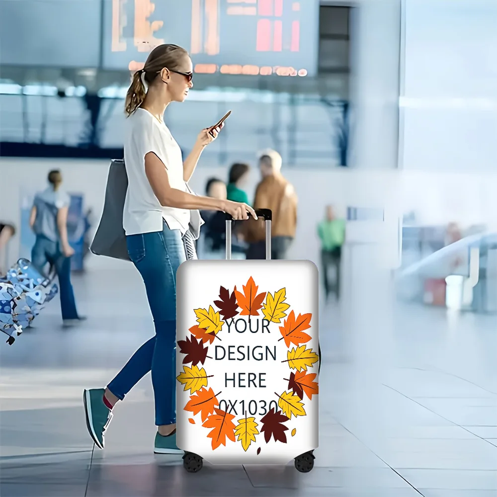 1PC Color Autumn Maple Leaf Wreath Print Luggage Cover. Fits suitcases from 18 to 32 inches; effectively protects your luggage