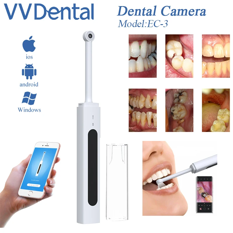 VVDental-cámara Intraoral de inspección Oral, endoscopio Dental inalámbrico con 8 LED, para Android/iPhone/PC, EC-3