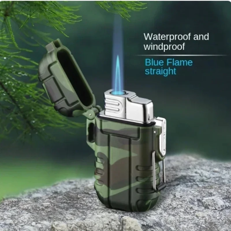 2024 New Waterproof Double Arc Lighter USB Rechargeable Windproof Plasma Lighter Outdoor Camping Flameless Smoking Accessories