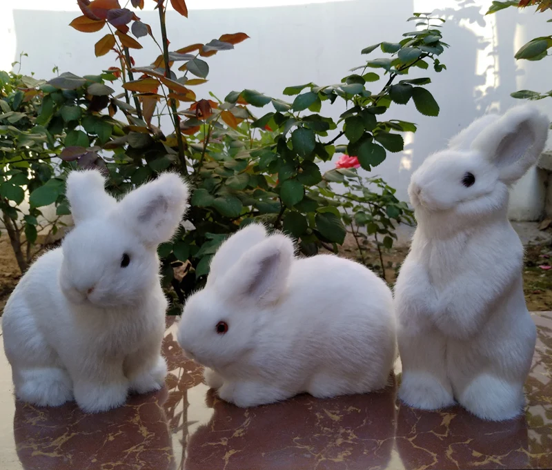 White Rabbit Handicraft Figurine Home Decorations Polyethylene Furs Model A2912 Rabbit Home Decor Gift