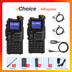 2PCS Baofeng K5 Plus 10-Watt 136-174/220-260/400-480MHz Type-C 2500mAh Battery 999CH