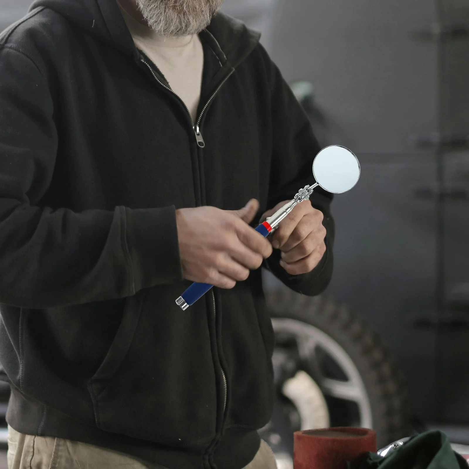 

Extendable Inspection Mirror Magnetic Base Hd Circular Mirror For Automotive Mechanic Repair Telescoping Tool