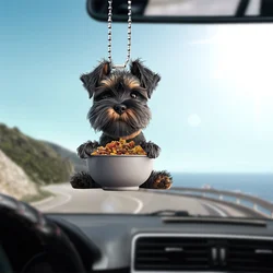 2D Schnauzer Pendant Cute Novelty Dog Acrylic Keychain Puppy Charm Versatile Decor for Car Mirror Backpacks Festive Party Gift