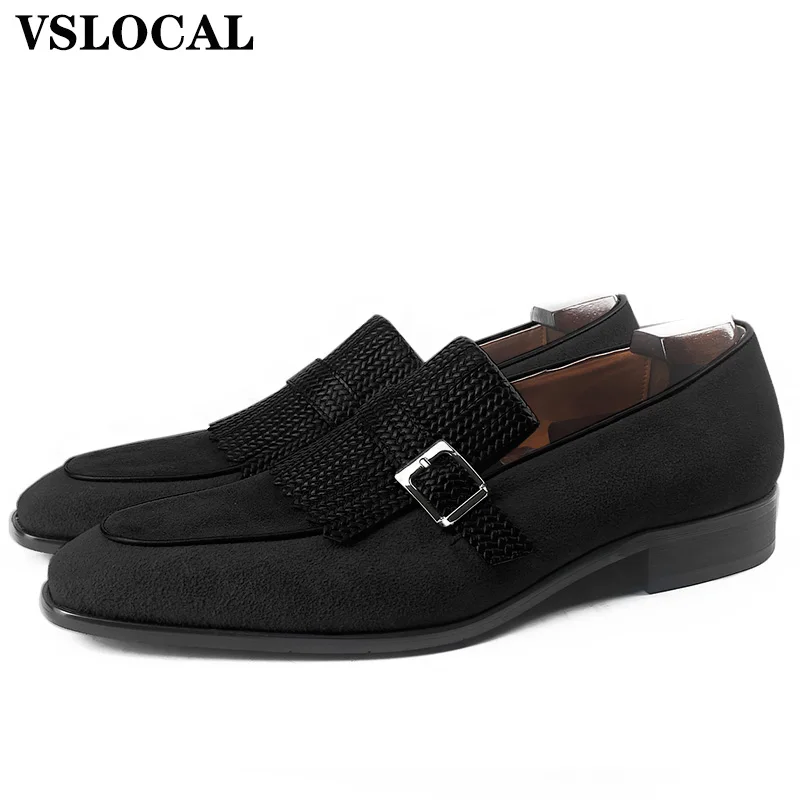 أنيقة الرجال المتسكعون الجلد المدبوغ أحذية من الجلد الأسود مختلط الألوان الانزلاق على فستان رجالي غير رسمي مأدبة الزفاف المتسكعون حذاء رجالي #2