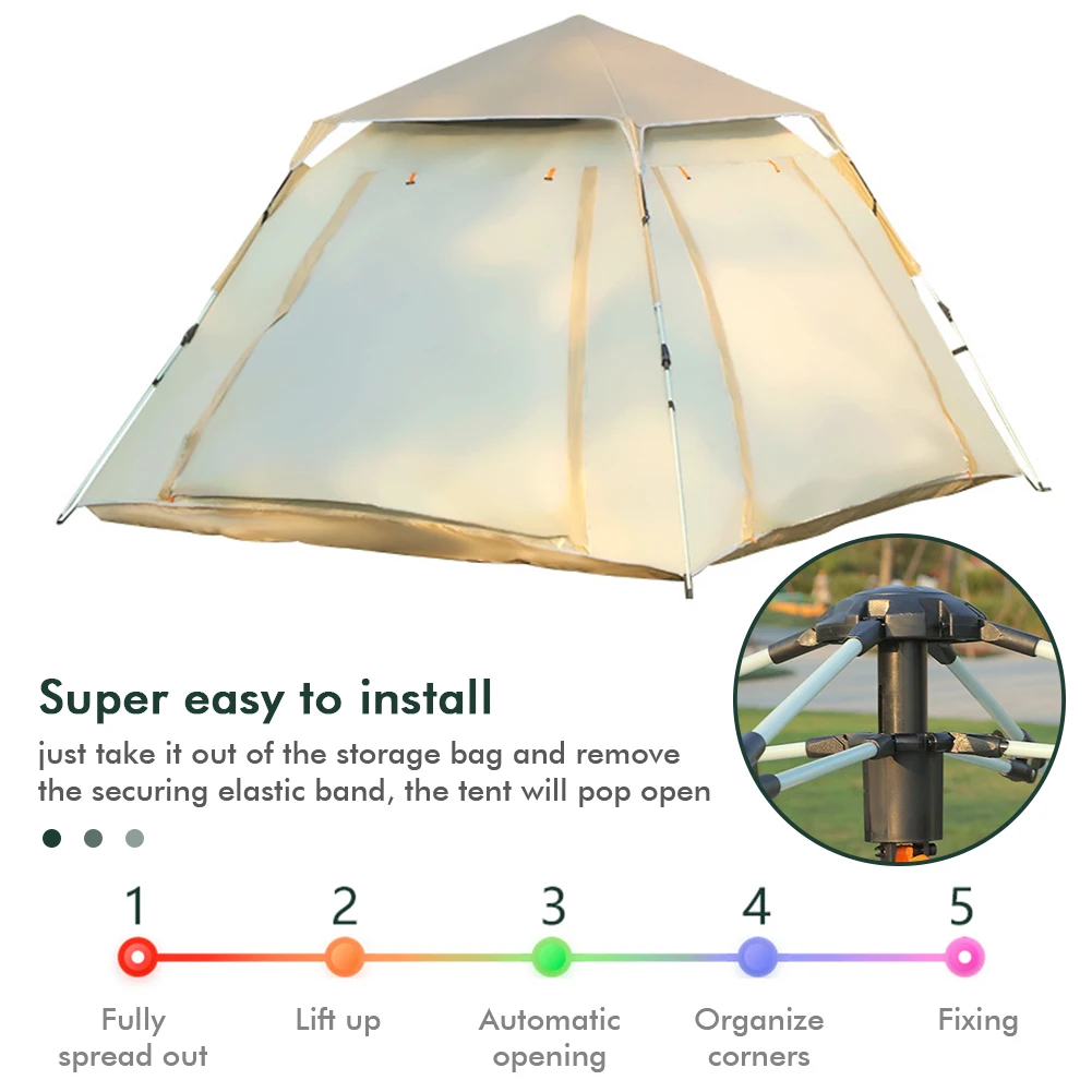 

Easy Pop Up Camping Tents Automatic Quick Opening Two Doors Instant Tent Waterproof Large Size Family Tent for Hiking