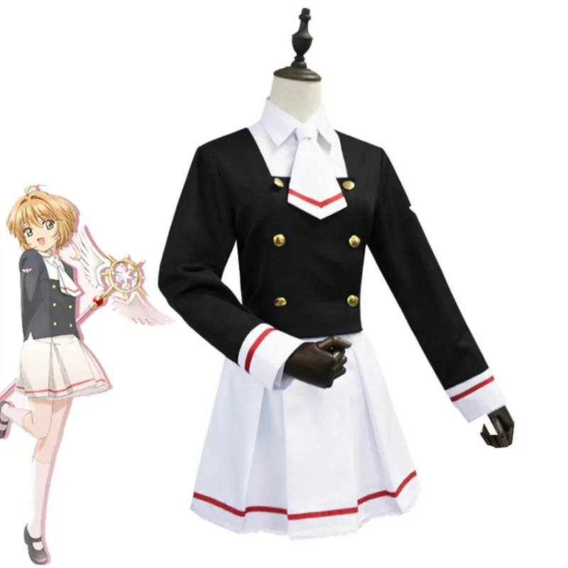 

Hot Japanese Anime Clamp Card Captor Sakura Cosplay Costume Girls Junior School Uniforms Halloween Carnival Outfits Full Set