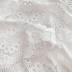 3D Large Flower Embroidery Lace Fabric Fashion Women's Dress DIY Handmade Clothes Accessories Designer Fabric By the meter