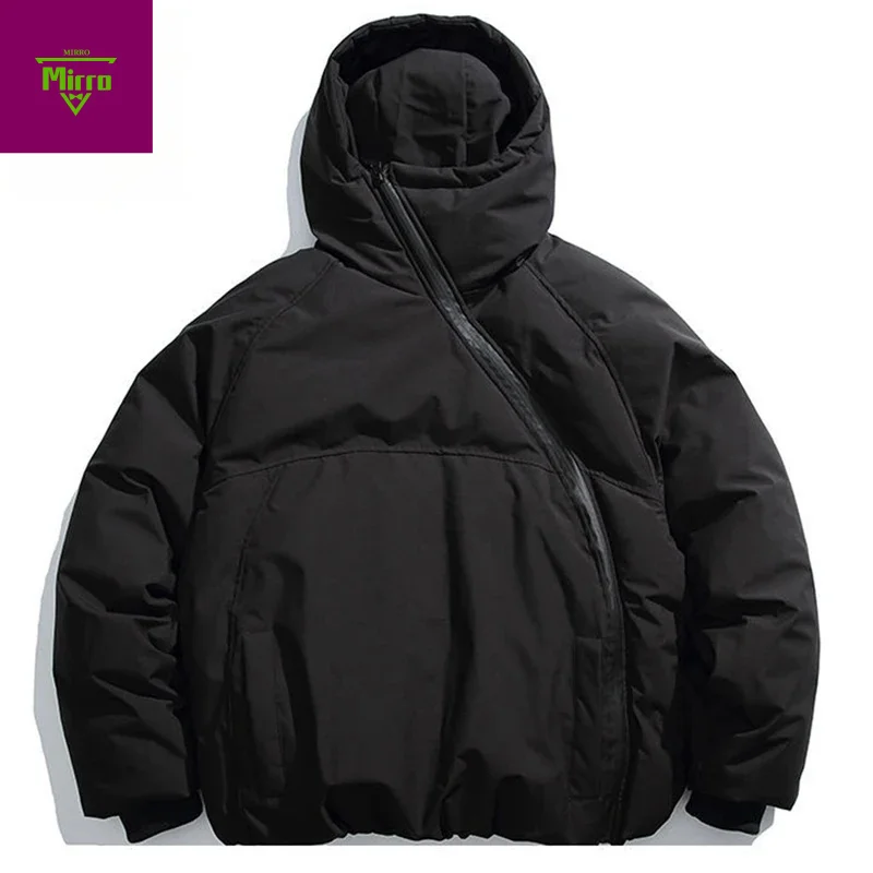 2025 الشتاء الرجال السترات قطري سستة مقنعين سترات رشاقته معطف دافئ أسود فضفاض عادية وسادة مبطنة أبلى للذكور