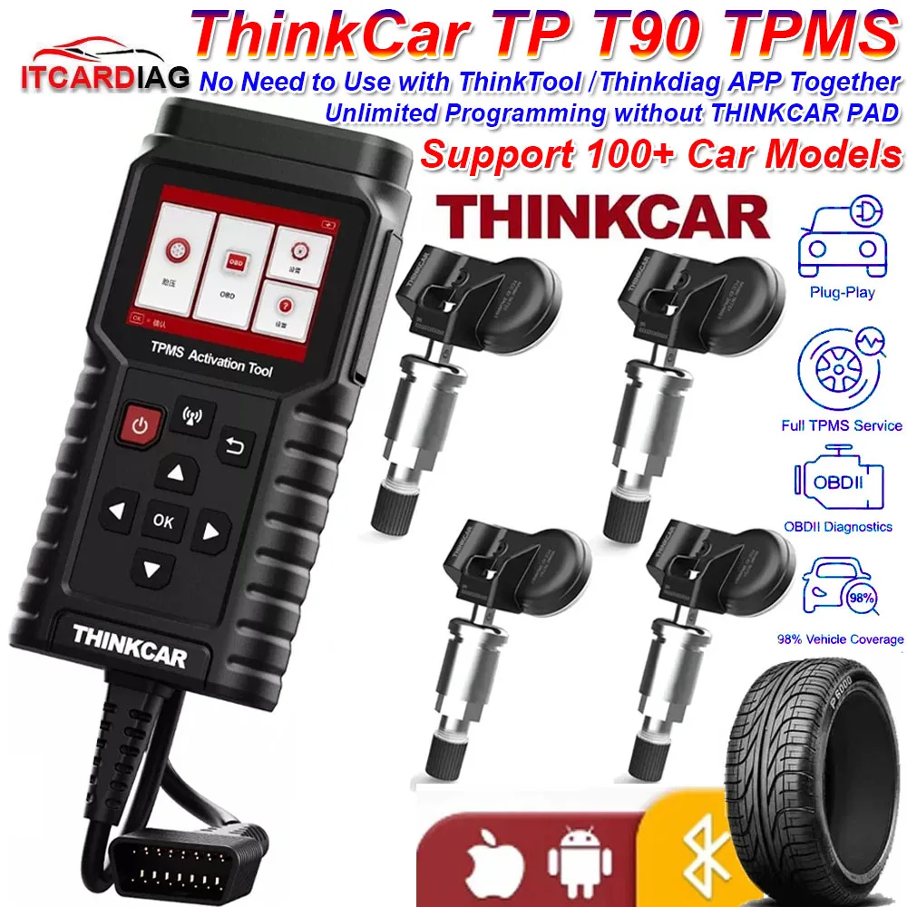 

Инструмент для активации TPMS ThinkCar TP T90 OBD2, автомобильный диагностический программатор кода неисправности, датчик давления в шинах, инструмент для обслуживания PK THINKTPMS G2