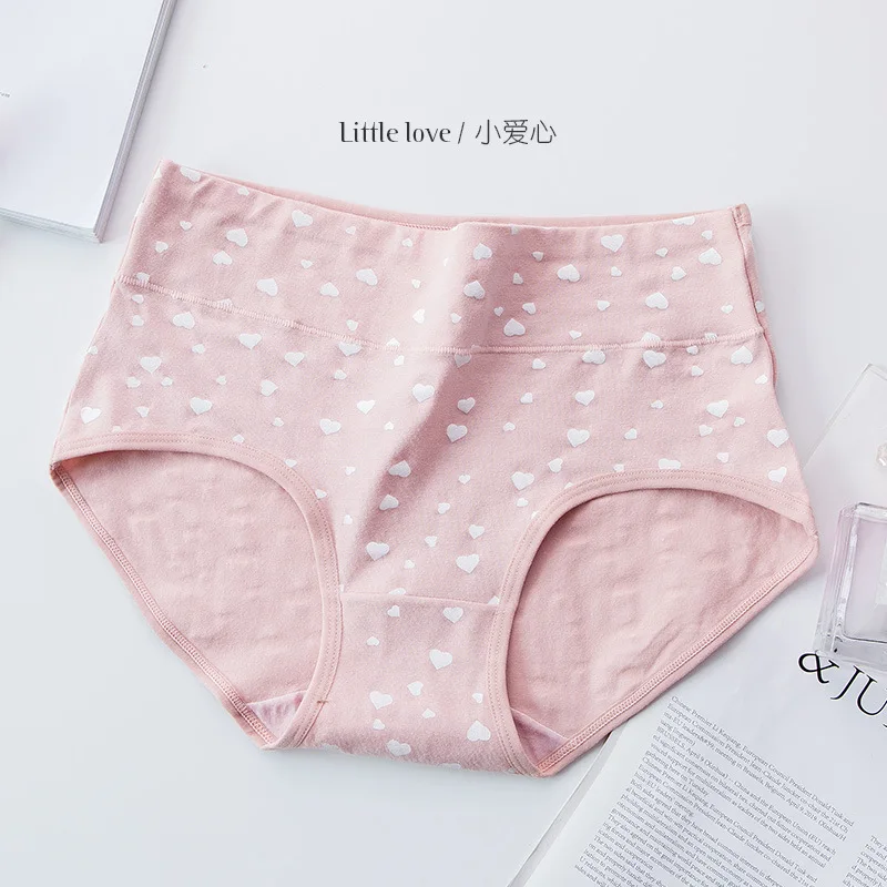 4Pcs Women\'s Panties High Waist Underwear Fashion Print Girls Briefs Breathable Cotton Panty Plus Size M-5XL Female Lingerie