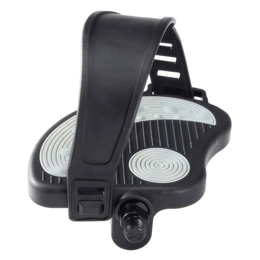 

Пара педалей для велотренажера с резьбой 9/16 дюйма, с креплениями для носков, нескользящие, для использования в помещении, широкая платформа, устойчивые, сменные педали для велотренажера