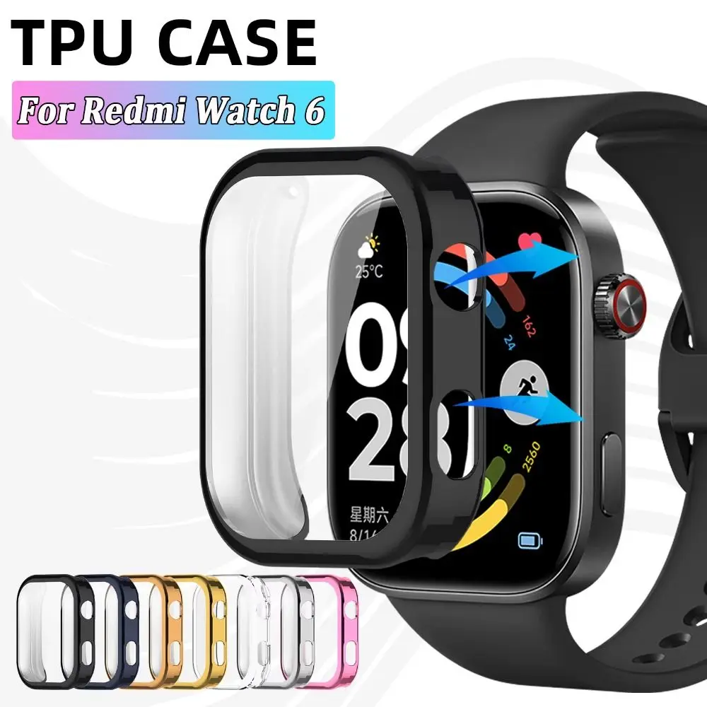 

TPU Protective Case Full Cover Shockproof Screen Protector Anti-scratch Watch Shell for Redmi Watch 6 Smart Watch Accessories