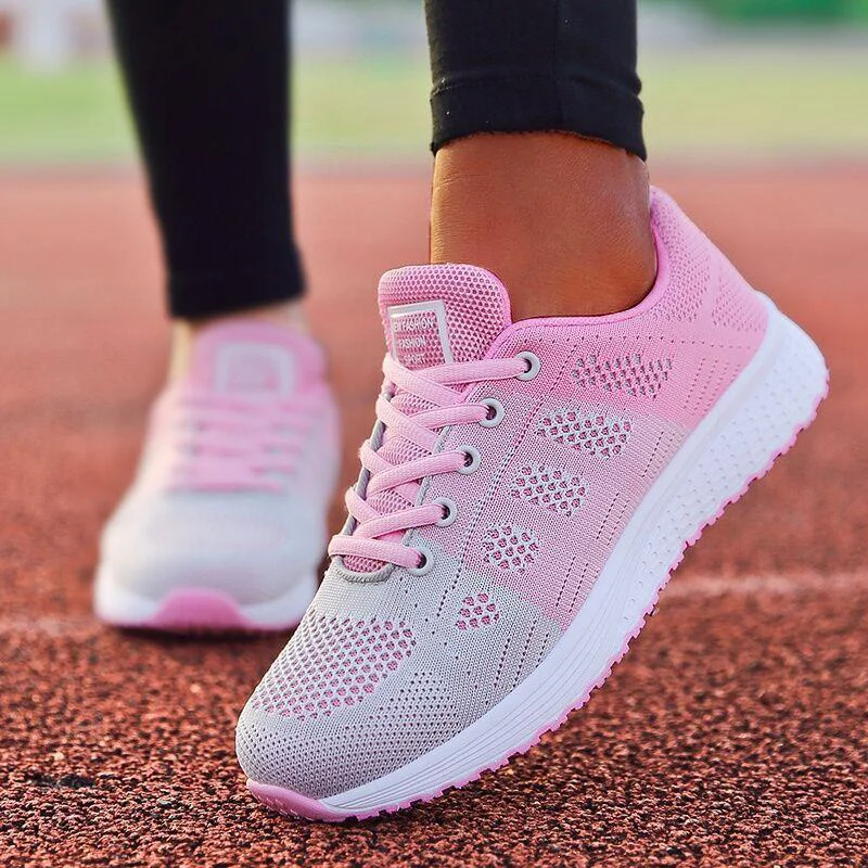 2024 New Fashion Breathable Sneakers For Women Plus Size Trainers Sneakers Women Mesh Fabric Lace Up Woman Shoes Female Footwear