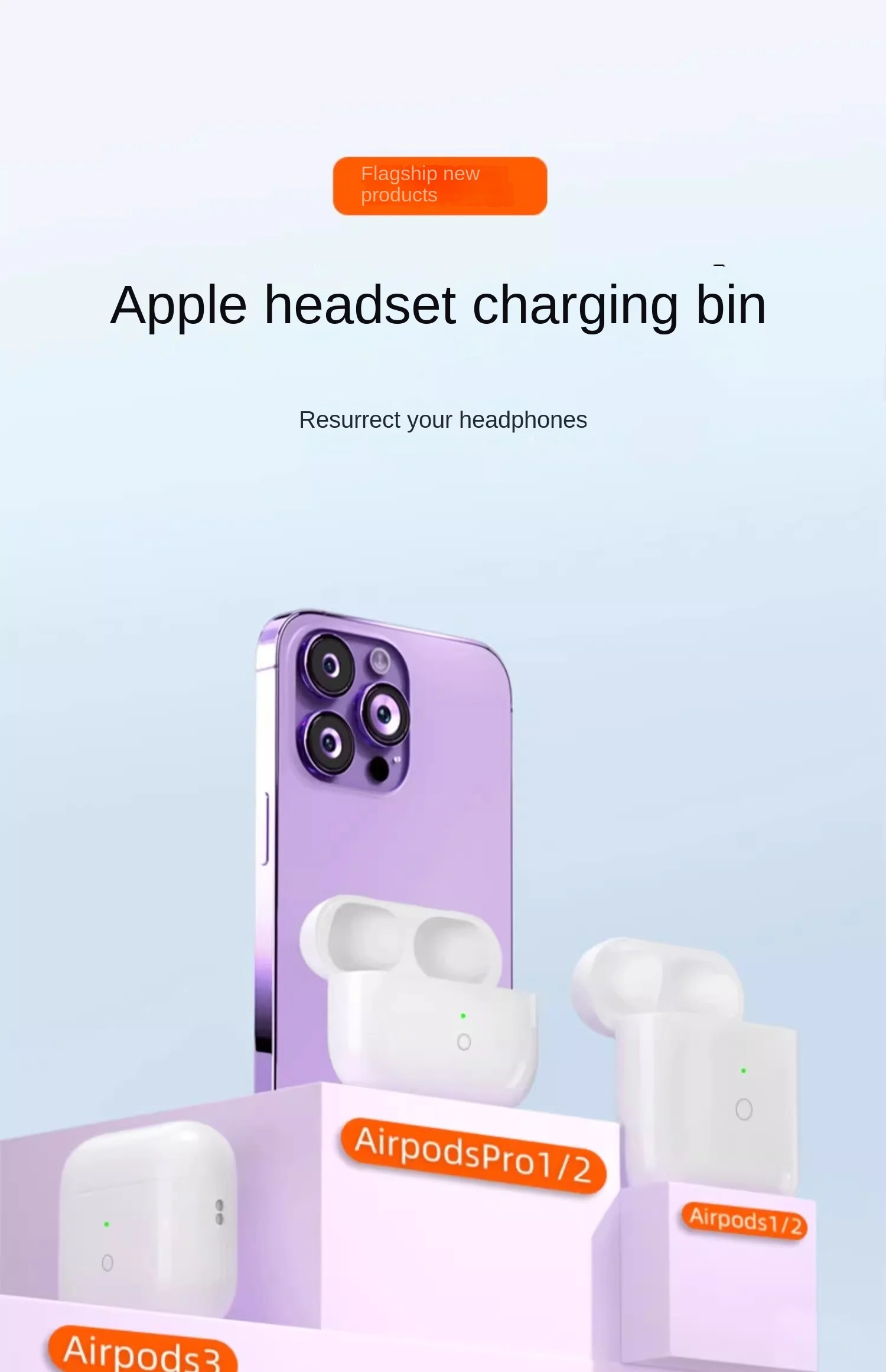 Airpods 1/2/3/4Pro 교체 용 무선 충전 박스 에어 포드 충전기 케이스 Bluetooth 이어폰 액세서리 680mAh 배터리 USB-C