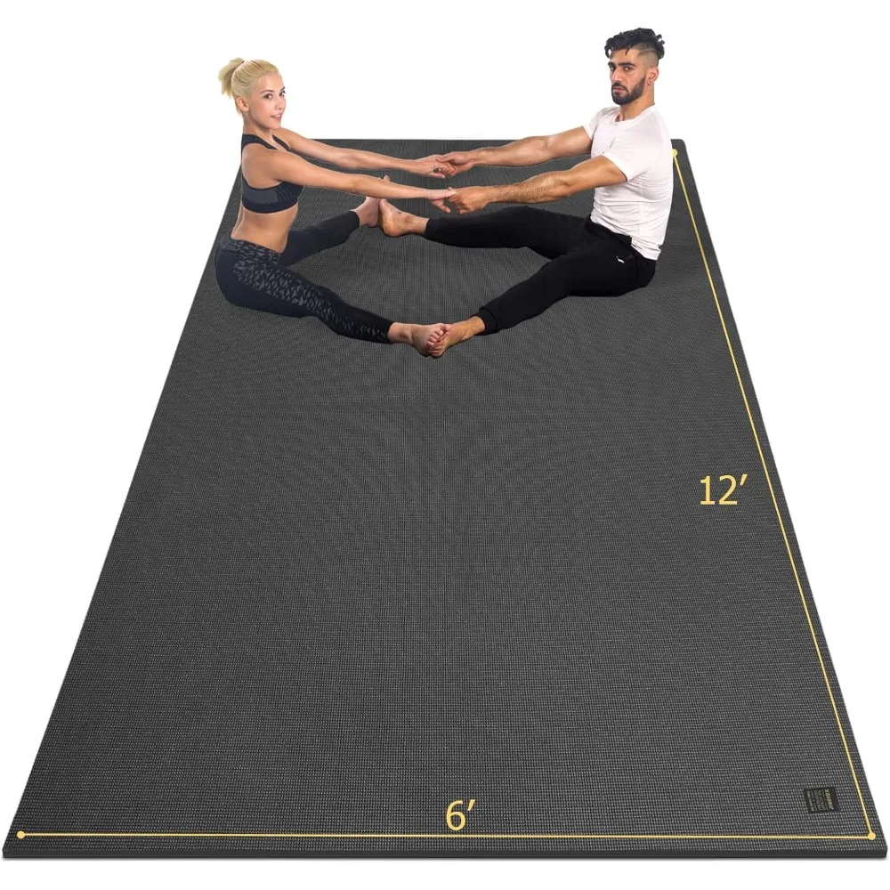 

Large Yoga Mat 12'x6'(7mm),Extra Thick Workout Mats for Home,Comfortable Non-Slip Quick Resilient Barefoot Wide Exercise Mat