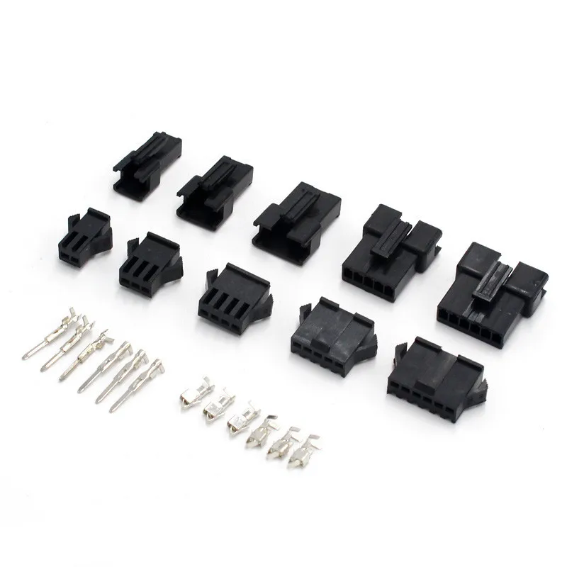 50sets SM2.54 Kits 2.54mm Pitch 2p 3p 4pin 5 Pin Connector with Housing Pin Header Male Female Terminal Wire Connector Adaptor