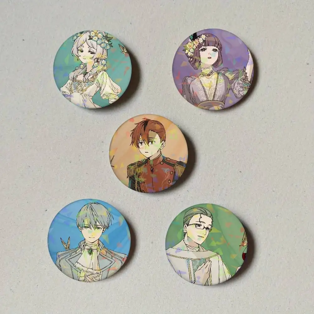 Anime Frieren Beyond Journey's End Round Badge Lapel Pins for Backpacks Briefcase Laser Brooch Clothes Gifts