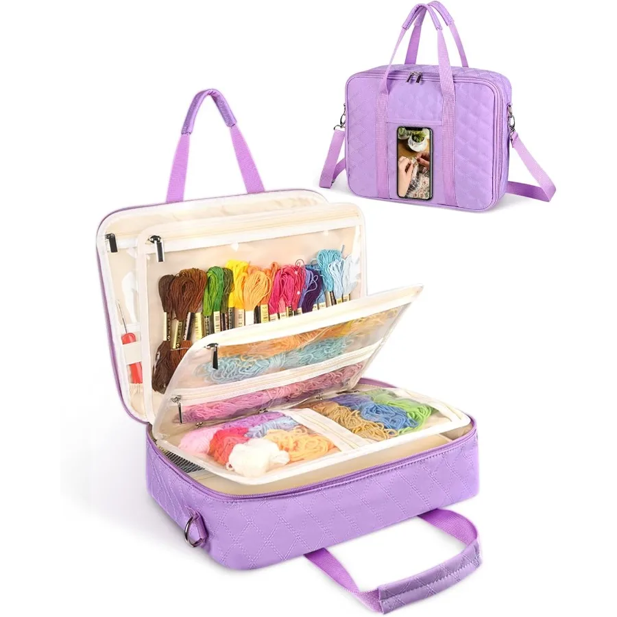 

Telawsfun Craft and Sewing Supplies Storage Bag with Removable Binder Large Capacity Travel Organizer Tote with Multi Pocket fo