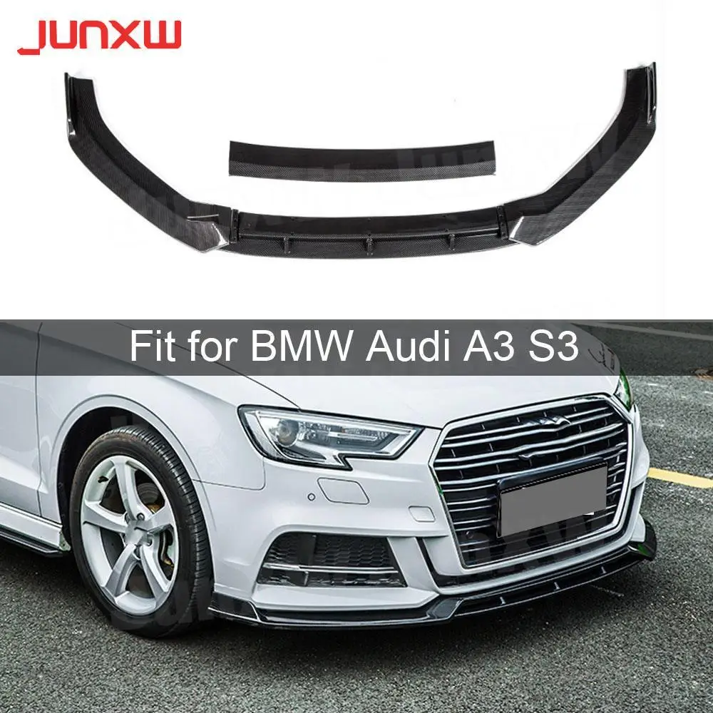 

Gloss Black Front Bumper Lip Spoiler for Audi A3 Sline S3 Not A3 Standard 2017 2018 2019 ABS Carbon Look Black Head Chin Guard