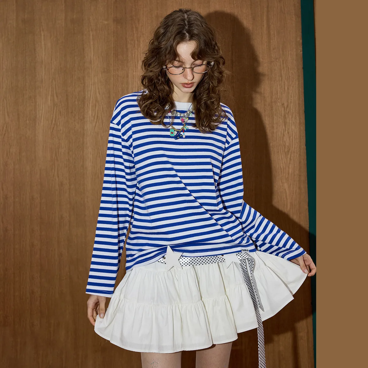 

Coolhut, хлопковая женская футболка в темно-синюю полоску, осенний классический топ Breton, молодежный топ с круглым вырезом и длинными рукавами, вневременной французский минималистичный стиль