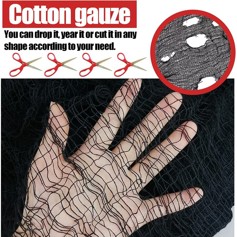 

Halloween Gauze Cloth 3 Yard Creepy Spooky Fabric for Party Decoration Door Curtain Photo Prop Haunted House Net Pendant