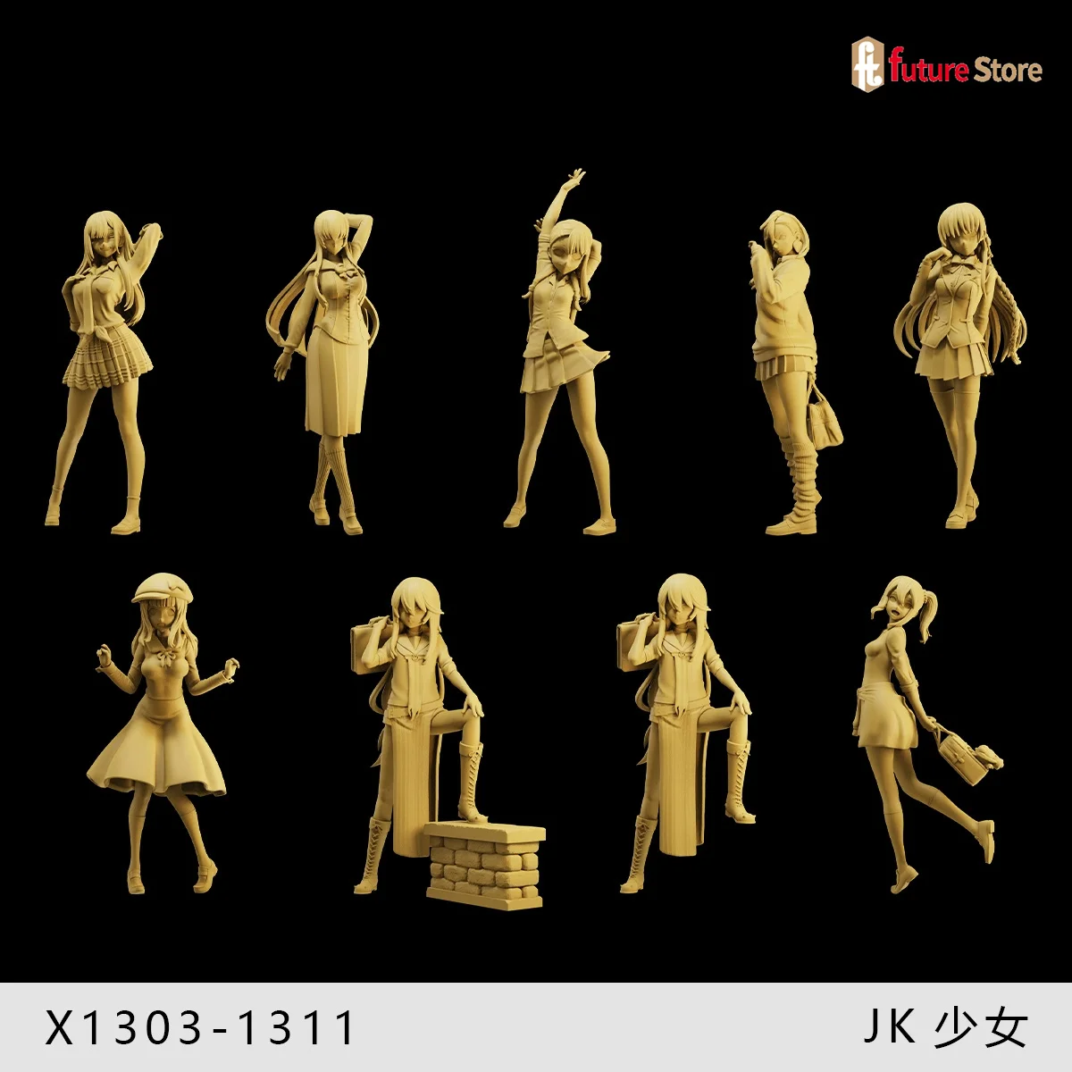 3D Print Miniature 1/64 1/43 1/35 JK Beautiful Girls Figure Diorama Model Mini Dolls Figurine Prop Toys Crafts Decor Display