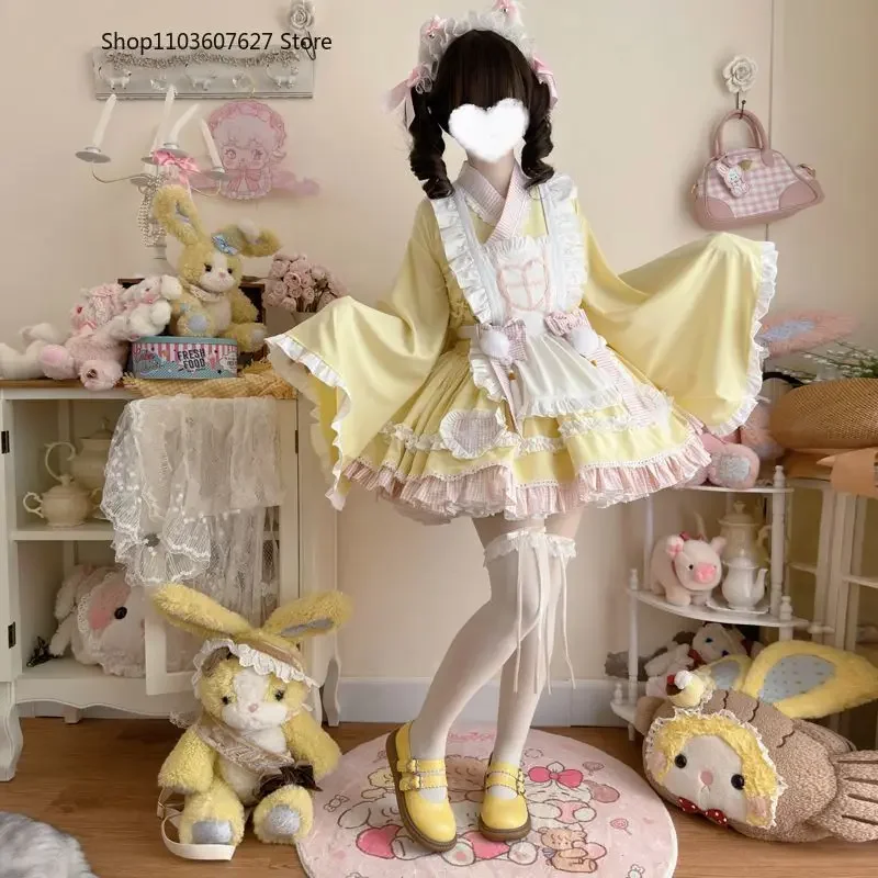 อะนิเมะLolitaชุดแม่บ้านชุดผู้หญิงหวานญี่ปุ่นกิโมโนฮาโลวีนCat COSPLAYเครื่องแต่งกายชุดGothic Y2Kสาวน่ารักชุด