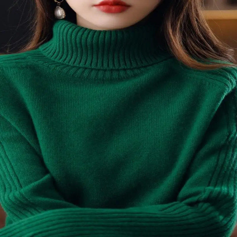 

Turtleneck sweater thickened 2025 autumn winter new hot style inner style tops knitted bottoming sweater women thick winter