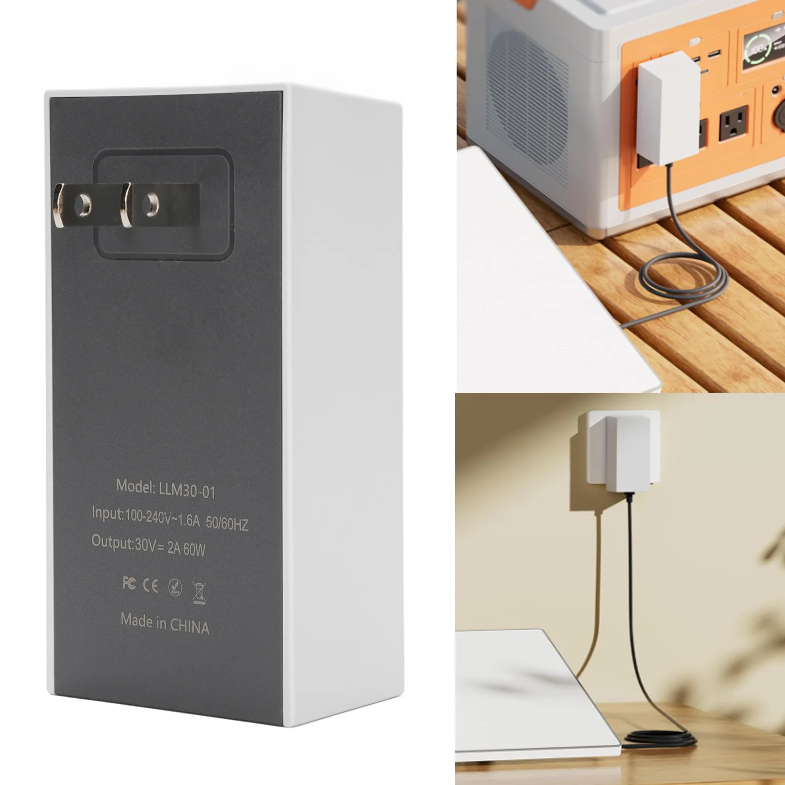 

Satellite Wall Plug Smart Safety Chip Satellite Wall Adapter 60W Compact Fast Charging 30V 2A for Outdoor