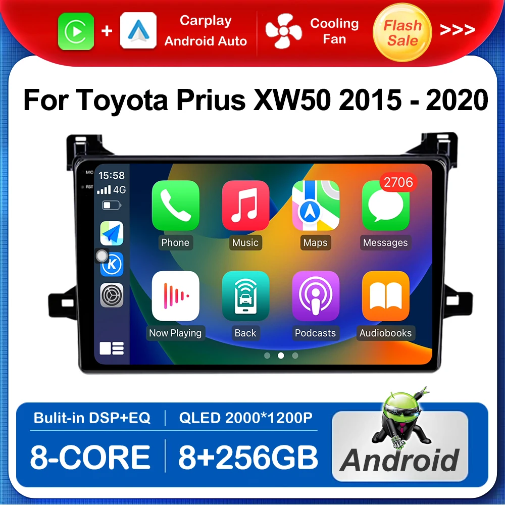 

Touch Screen for Toyota Prius XW50 2015 - 2020 Android System Car Multimedia Radio WiFi BT GPS Navigation Wireless Carplay 4G