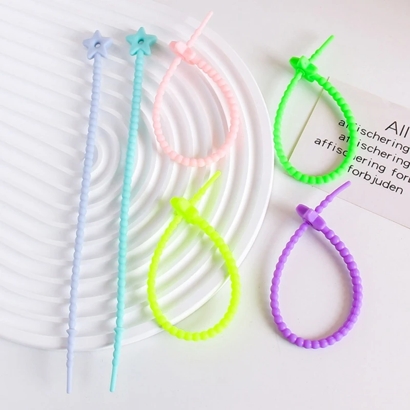 DIY Jewelry Key Chain Self-Locking Lanyard Strap Candy-Colored Five-Pointed Star Silicone Rope 22cm Dress Tags Rope