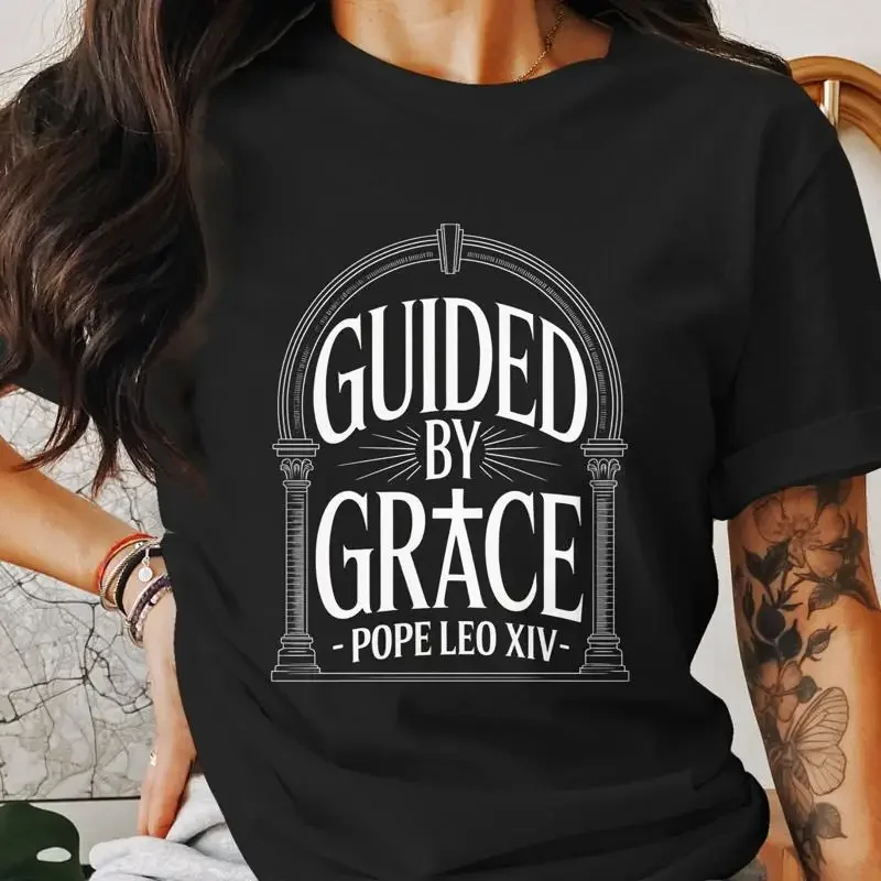 17 Guided By Grace T Shirt Pope Leo XIV Quote Religious Inspired I