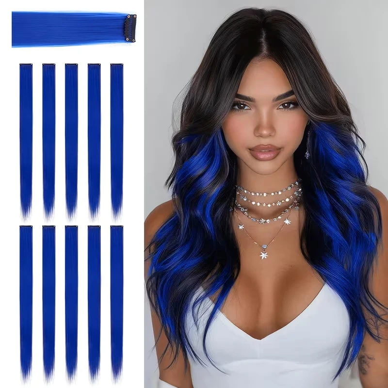 24Inch Synthetic 10pcs Long Straight Clip‑in Hair Extension Easy Install Hairpiece for Women Daily Party Hairstyle Accessory