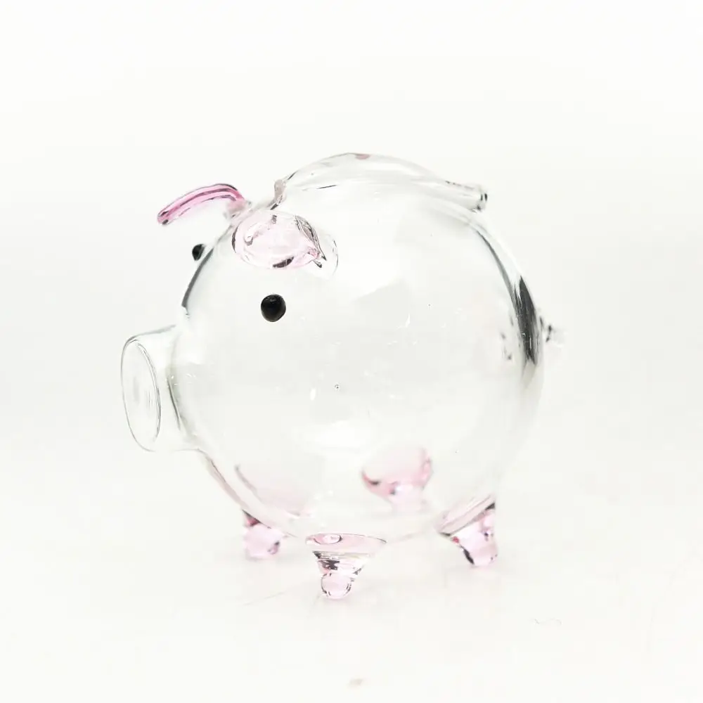 Transparent Cartoon Piggy Money Bank Multi-purpose Lightweight Glass Money Jar Visible Durable Golden Beans Container Desktop