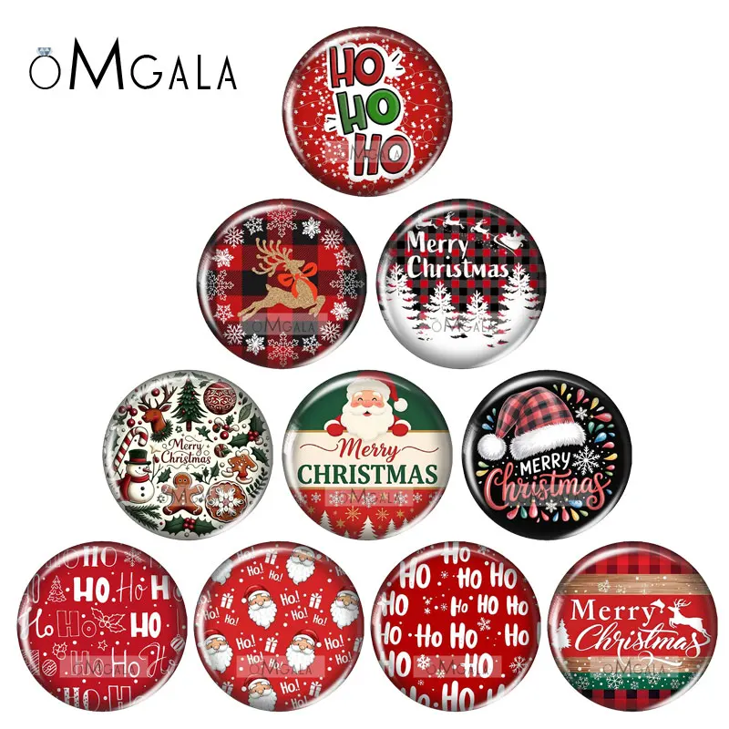 New Christmas Art Patterns 12mm/18mm/20mm/25mm Round photo glass cabochon flat back Making findings