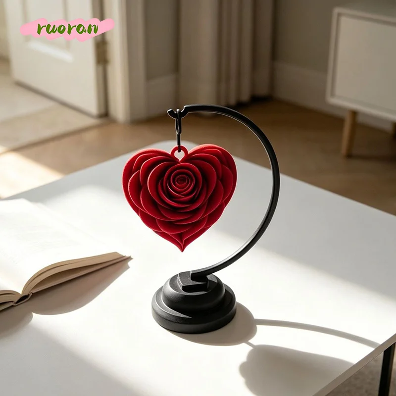 3D Printed 3D Rose Heart Shape Desktop Decor Instagram High Value Gift for Her Beautiful Home Ornament